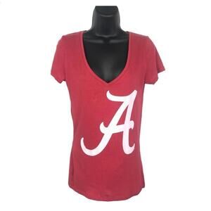Victoria's Secret PINK Alabama Crimson Tide Roll Tide V Neck T Shirt Red